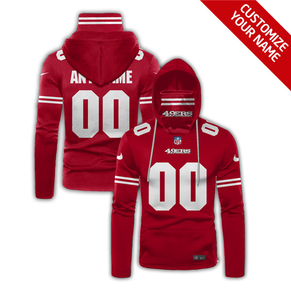 Men's San Francisco 49ers Red 2020 Customize Hoodie Mask
